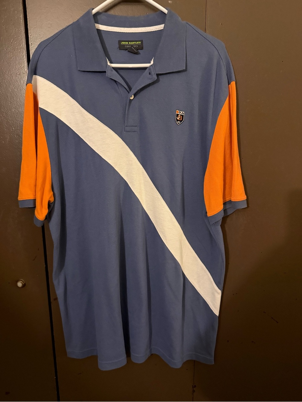 John Bartlett Blue & Orange Polo with White Diagonal Stripe